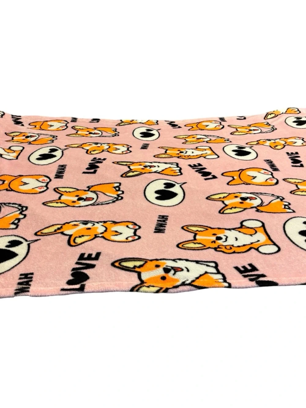 Corgi Love Pink Orange Fleece Throw Blanket Dog Lovers Cozy Lightweight